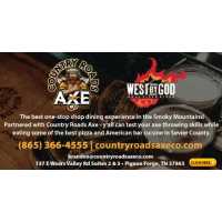 Country Roads Axe Co. featuring West by God CoalFired Pizza Logo